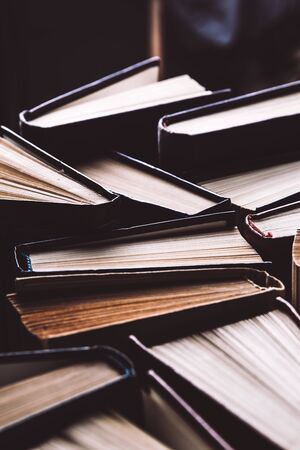 Old and used books. Knowledge and success in our careers, business and personal lives