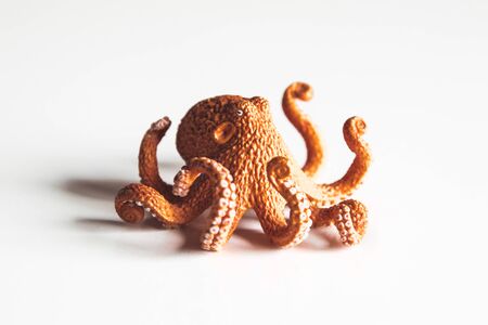 Closeup of octopus toy on white background.の写真素材
