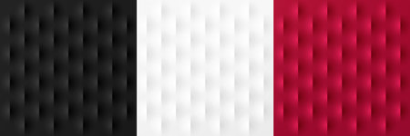 Set of abstract Black, Dark red, White pattern background. Paper cut concept. Modern futuristic 3d shapes elements collection design. Minimal and clean simple geometric shapes.のイラスト素材
