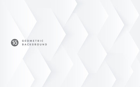 Technology white and gray color banner. Abstract futuristic pattern design. Modern silver geometric hexagon shape overlapping layer on white background with copy space.のイラスト素材