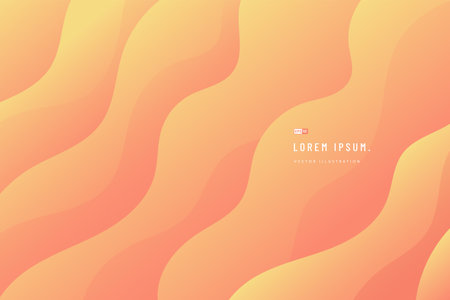 Abstract wavy shape on yellow, light orange, pink background. Modern curve pattern pastel color. You can use for cover brochure template, poster, banner web, print ad, etc.のイラスト素材
