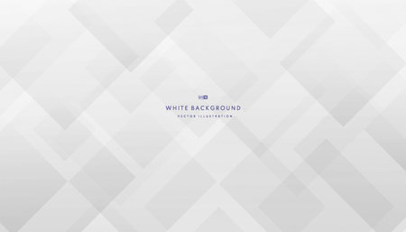 Abstract technology silver color banner. Modern white and soft gray geometric square shape overlapping layer background. Diagonal line texture. Vector illustrationのイラスト素材