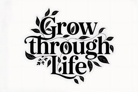 Grow together. Inspirational and motivational quote. Hand drawn lettering.の素材