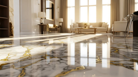 Luxury living room with a marble floor. 3d renderingの素材