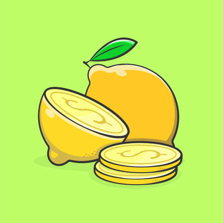 Lemons composition coins income finance money profitのイラスト素材