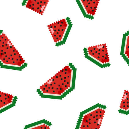 seamless pattern pixel watermelons retro style armuzny background print