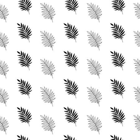 simple seamless leaf patterns for black and white decorationのイラスト素材