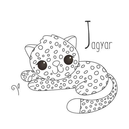 Alphabet letter animals children illustration jaguar sketchのイラスト素材