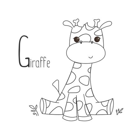 Alphabet letter animals children illustration giraffe sketchのイラスト素材