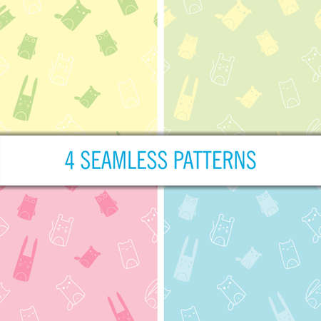 pattern seamless animals child pastel color blue and pinkのイラスト素材