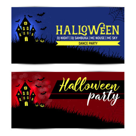 halloween banner flyer design template offer party horrorのイラスト素材