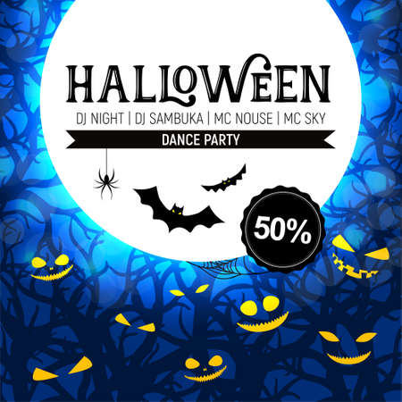 halloween banner flyer design template offer party horrorのイラスト素材
