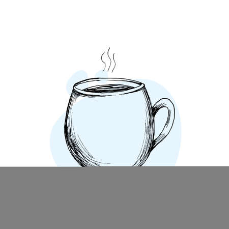 collection of coffee cups freehand sketch sketch black and whiteのイラスト素材