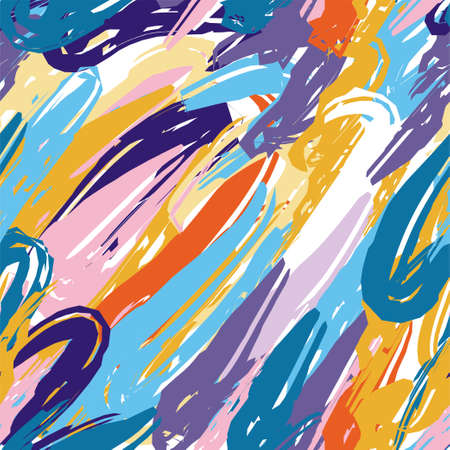 seamless pattern brush strokes pattern spots blobs paint bright print backgroundのイラスト素材