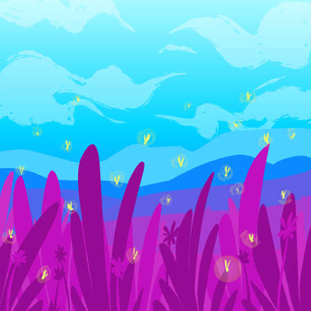 background illustration landscape nature magical worldのイラスト素材