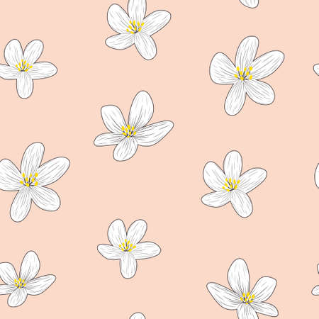 seamless pattern sakura brushstroke pink flowers print backgroundのイラスト素材