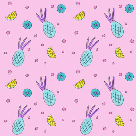 pattern seamless fruit exotic stains lines modern bright design print background