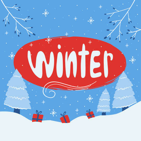 template collage landscape winter stock sale snow christmas tree backgroundのイラスト素材