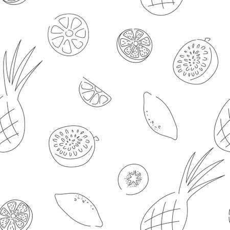 pattern seamless fruit exotic stains lines modern bright design print backgroundのイラスト素材