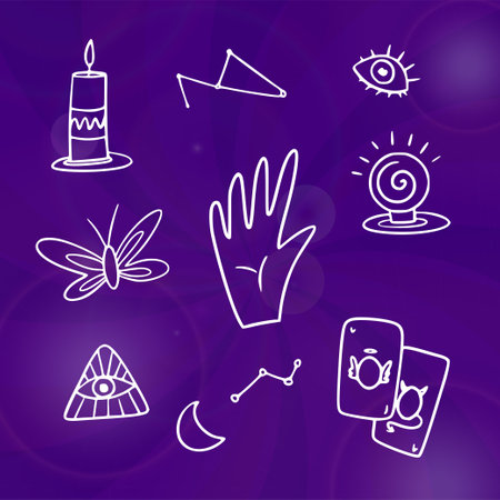 illustration halloween divination eye hand holding candleのイラスト素材