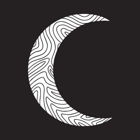 Graphic illustration, Line art tracery white moon, Vector drawings of stars for clothes, etc.のイラスト素材