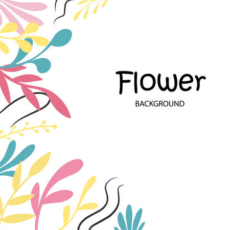 Floral summer square template for text. For social media posts, cards, invitations, banner designのイラスト素材