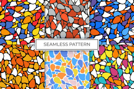 collection pattern seamless blot stained bright background print styleのイラスト素材