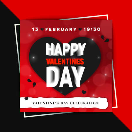 valentines day poster design template red backgroundのイラスト素材
