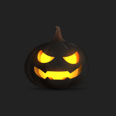 Black vector realistic empty pumpkin isolated background. Modern halloween symbol and decoration.のイラスト素材