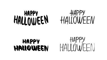 Collection Happy Halloween lettering template. Holiday calligraphy.のイラスト素材