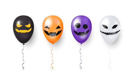 3D Element Halloween balloons. Happy halloween decotation.のイラスト素材