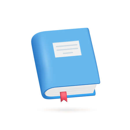 Blue Book, Textbook with bookmark. 3d vector icon. Cartoon minimal style.のイラスト素材