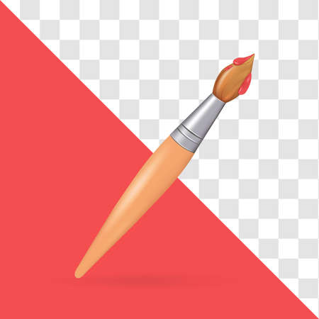 Wooden brush Icon Realistic 3d tool, stationery for teaching drawing.のイラスト素材