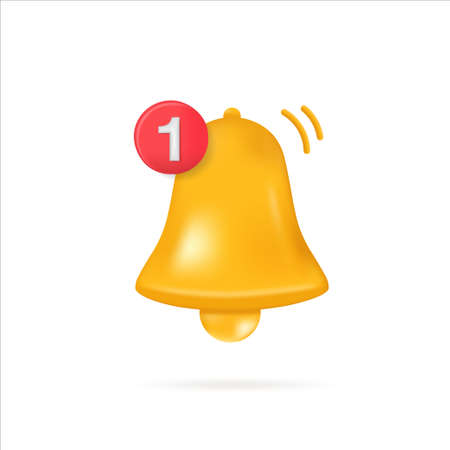 Notification message bell icon alert and alarm icon. 3dのイラスト素材