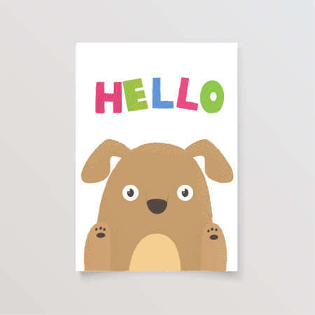 template postcard with cute dog and letteringのイラスト素材