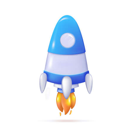 Rocket space cartoon in 3D vector illustration.のイラスト素材