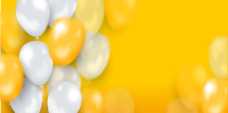 Background with 3d balloons yellow with patternのイラスト素材