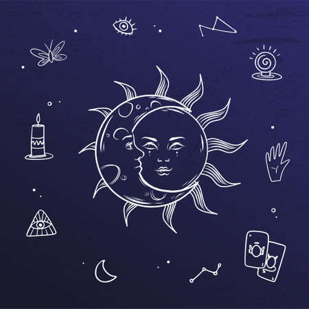 Illustration halloween divination eye hand holding candleのイラスト素材