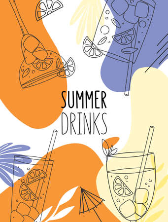 Poster design template for menu or cafe with colored glassesのイラスト素材