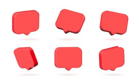Icon set Red bubble like button or icon for feedback isolated on white background 3d renderingのイラスト素材