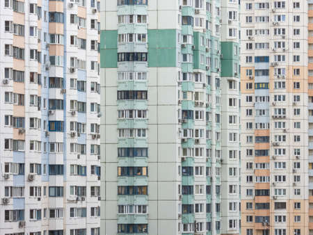 High-rise residential buildings facade. Urban stone jungle