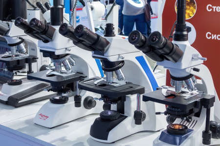 New microscopes on the Exhibition of laboratory equipmentのeditorial素材