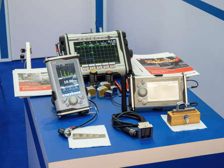 MOSCOW, RUSSIA - OCT 22, 2019 Ultrasonic device nondestructive testingのeditorial素材