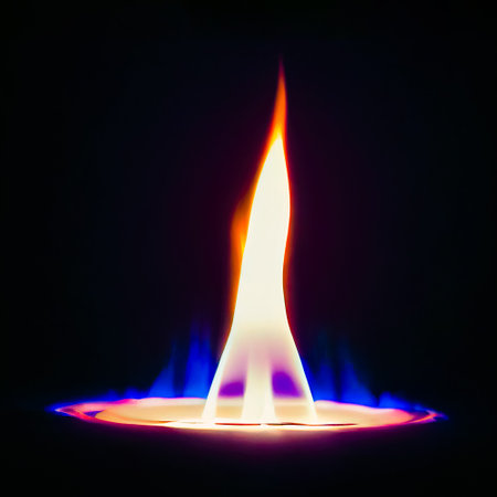 Gas flame tongue on black background. AI-generated 3D-image, not based on any actual objectの素材