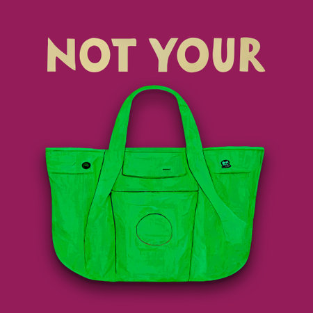 Not Your Bag. Green and dark pink. Funny picture that plays with an idiom Someones bag. Generative AIの素材