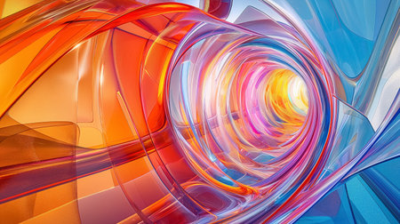 Vibrant abstract swirls create a tunnel-like vision with a spectrum of red and blue hues, suggesting movement and energy.の素材