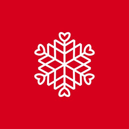 Vector illustration of snowflakes on a red background. Graphic Icon for Web Sites.のイラスト素材