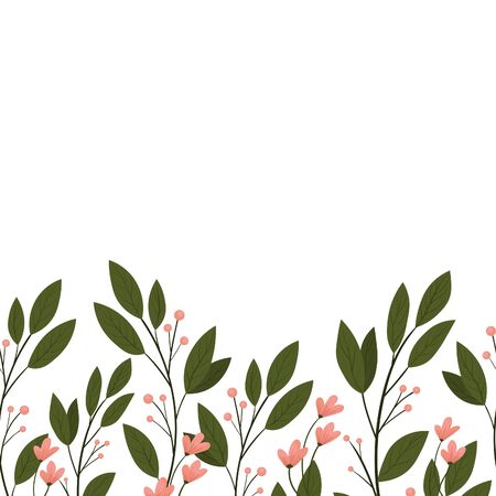 Vector floral seamless pattern on white background. Leaves and flower, melody. Bright colorful spring.のイラスト素材