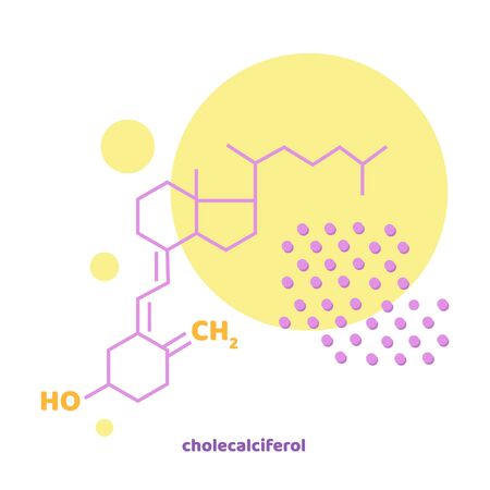 Vitamin D, D3 vector. 2 November - Vitamin D day. Vector illustration with chemical formula. Liquid vector colorful abstact shapes. People with avitominosis. Health.のイラスト素材
