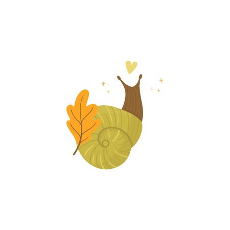 Autumn elements.Snails. Fall season. Forest. Simple cartoon flat style. Vector illustrationのイラスト素材